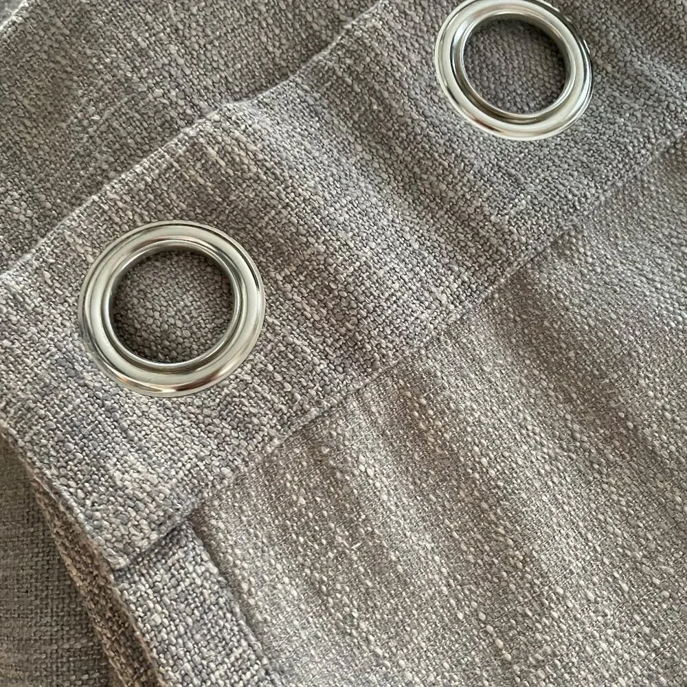 Dark Grey Cotton Blend Grommet Top Curtain Panel Drapes 50